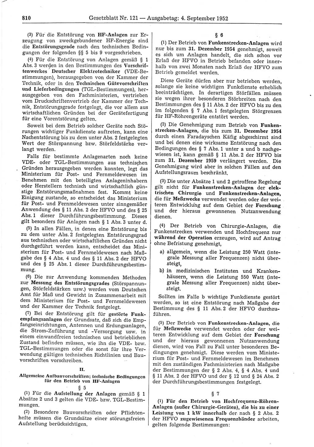 Gesetzblatt (GBl.) der Deutschen Demokratischen Republik (DDR) 1952, Seite 810 (GBl. DDR 1952, S. 810)