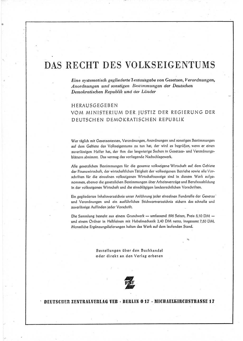 Gesetzblatt (GBl.) der Deutschen Demokratischen Republik (DDR) 1952, Seite 834 (GBl. DDR 1952, S. 834)