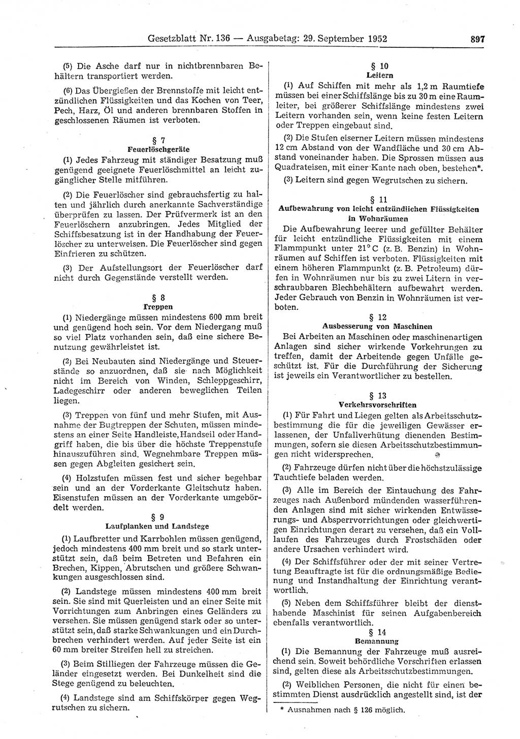 Gesetzblatt (GBl.) der Deutschen Demokratischen Republik (DDR) 1952, Seite 897 (GBl. DDR 1952, S. 897)