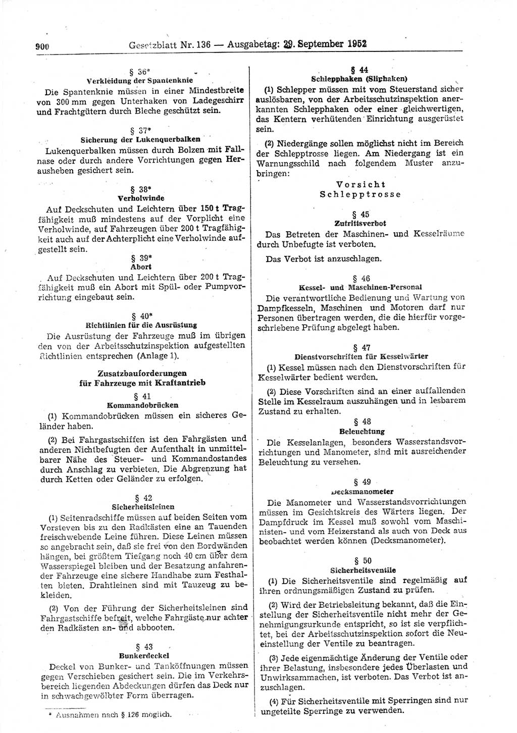 Gesetzblatt (GBl.) der Deutschen Demokratischen Republik (DDR) 1952, Seite 900 (GBl. DDR 1952, S. 900)