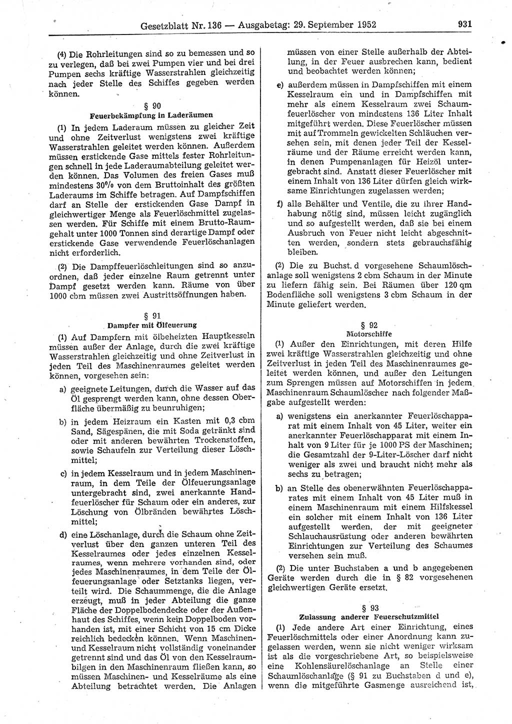 Gesetzblatt (GBl.) der Deutschen Demokratischen Republik (DDR) 1952, Seite 931 (GBl. DDR 1952, S. 931)
