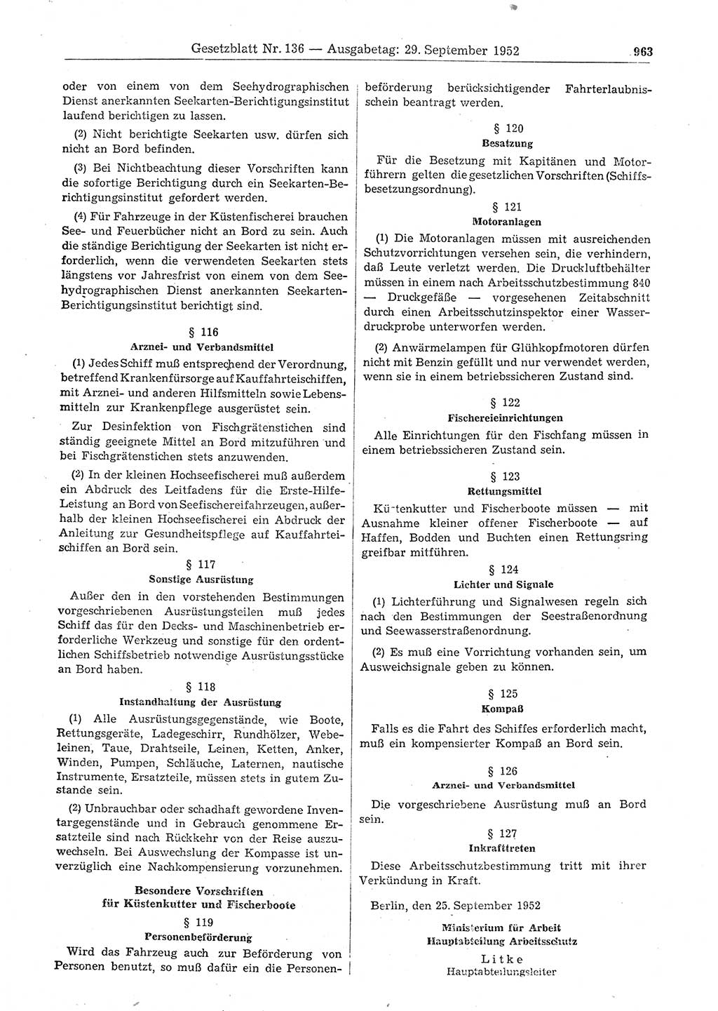 Gesetzblatt (GBl.) der Deutschen Demokratischen Republik (DDR) 1952, Seite 963 (GBl. DDR 1952, S. 963)