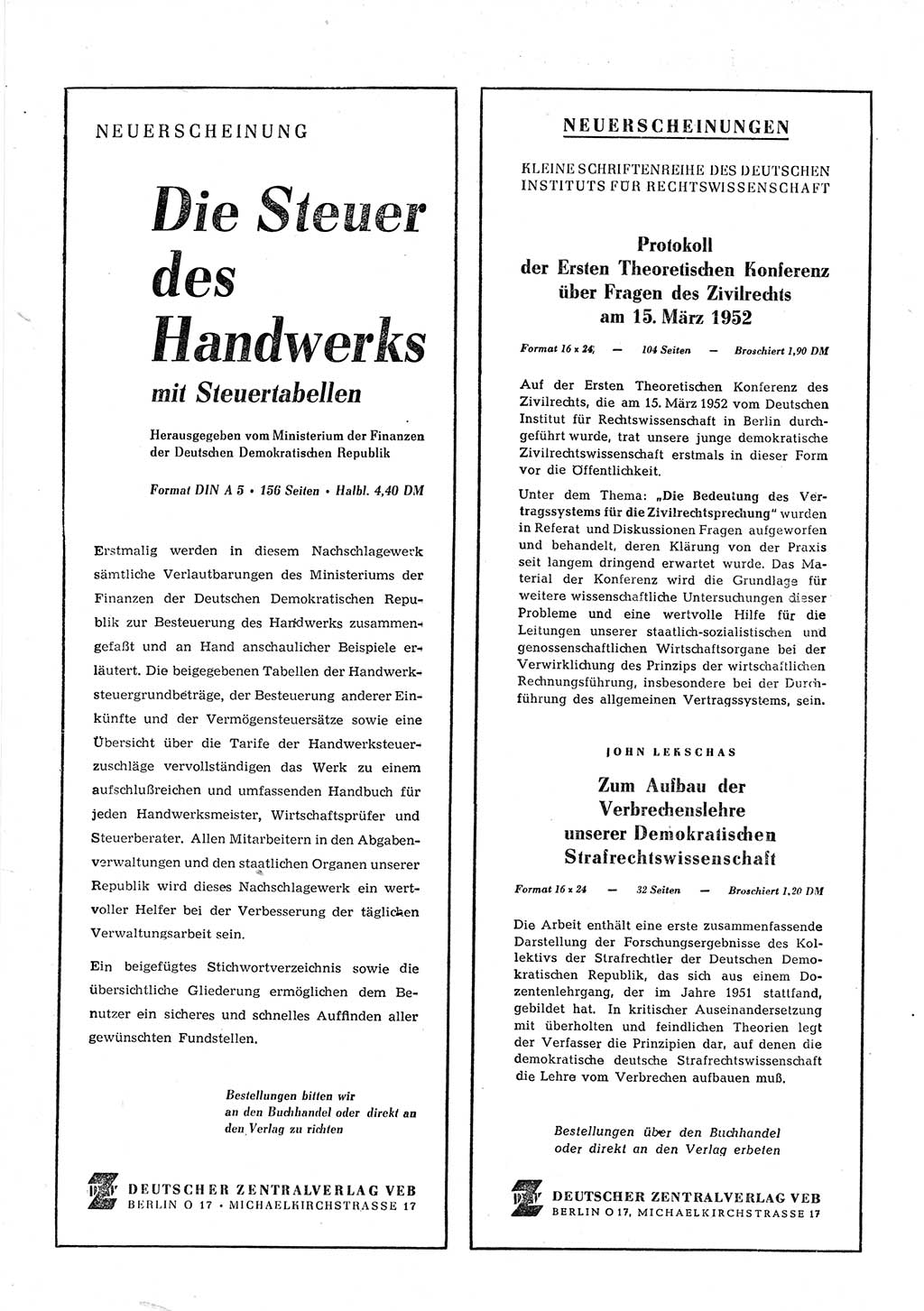 Gesetzblatt (GBl.) der Deutschen Demokratischen Republik (DDR) 1952, Seite 980 (GBl. DDR 1952, S. 980)