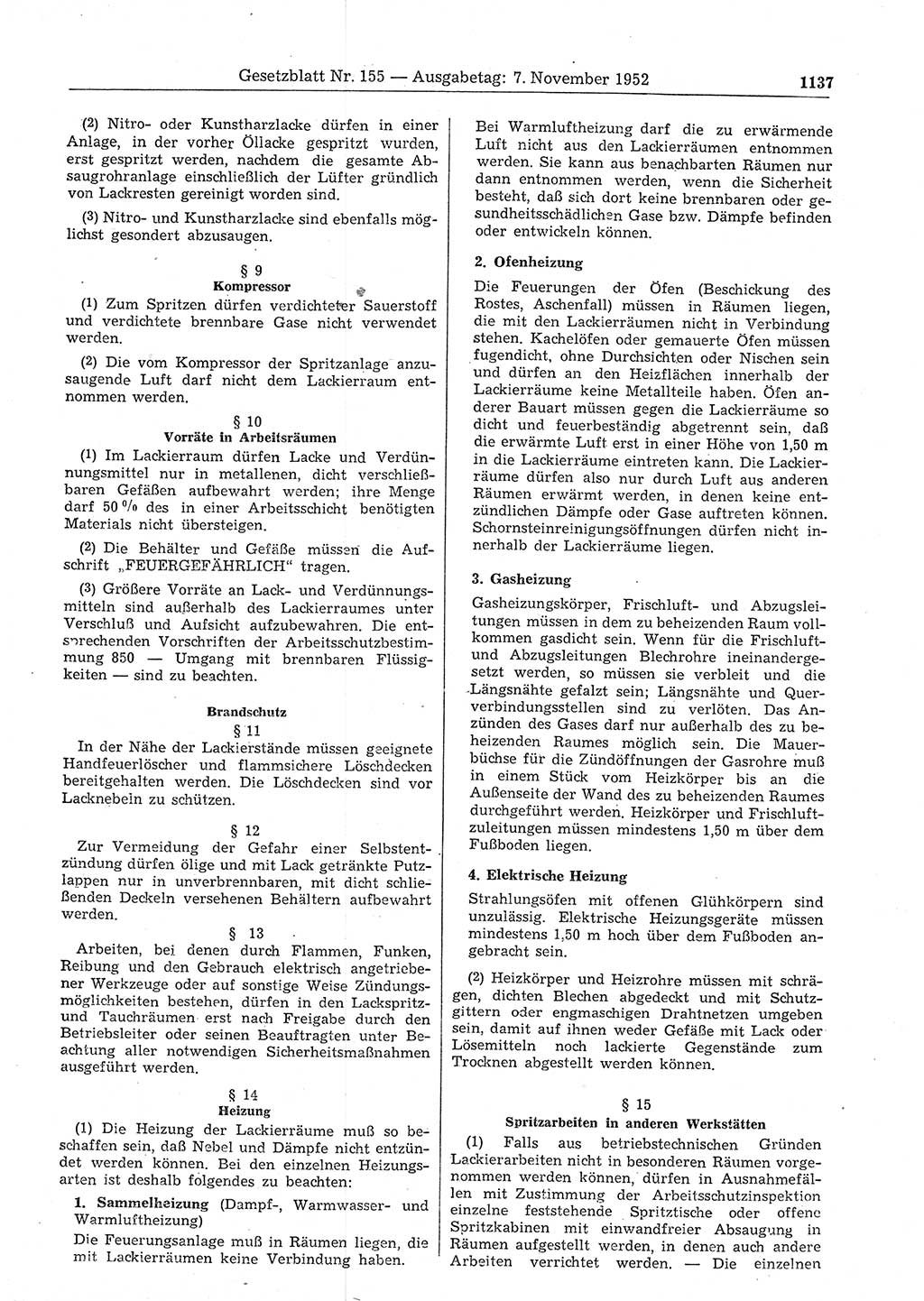 Gesetzblatt (GBl.) der Deutschen Demokratischen Republik (DDR) 1952, Seite 1137 (GBl. DDR 1952, S. 1137)