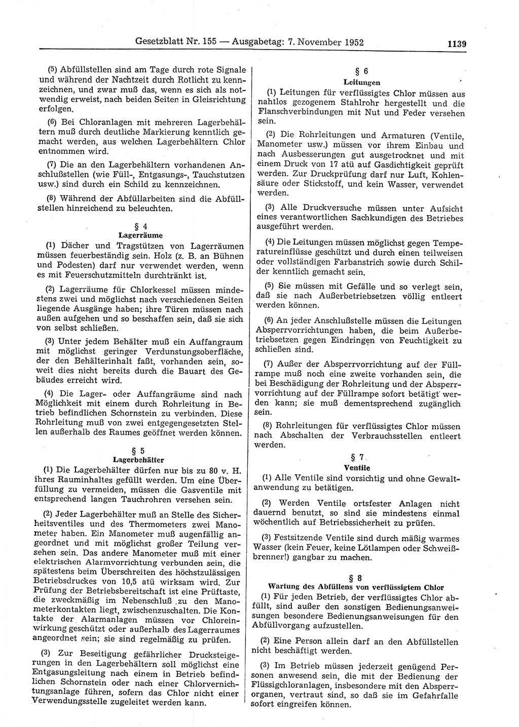 Gesetzblatt (GBl.) der Deutschen Demokratischen Republik (DDR) 1952, Seite 1139 (GBl. DDR 1952, S. 1139)
