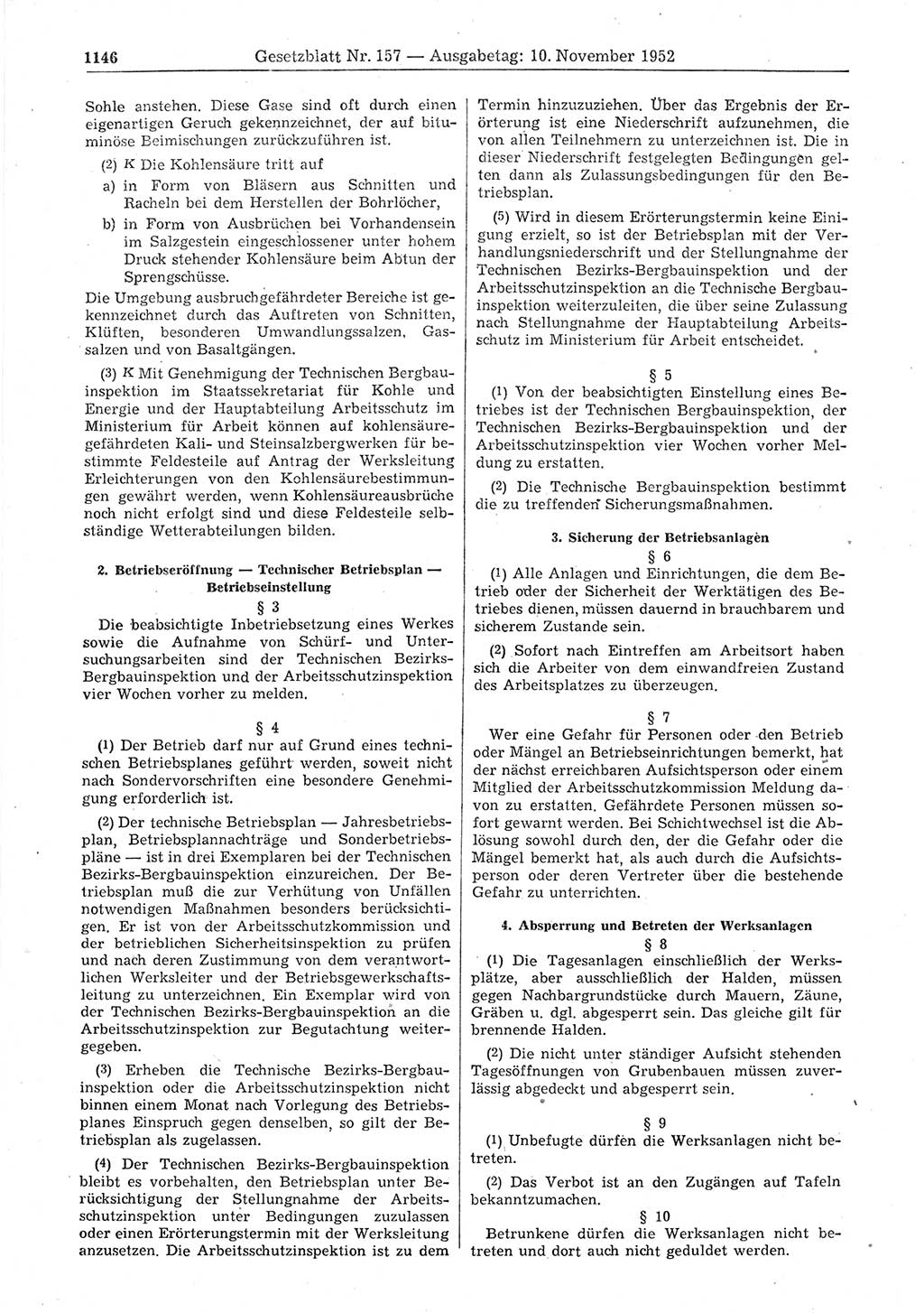Gesetzblatt (GBl.) der Deutschen Demokratischen Republik (DDR) 1952, Seite 1146 (GBl. DDR 1952, S. 1146)