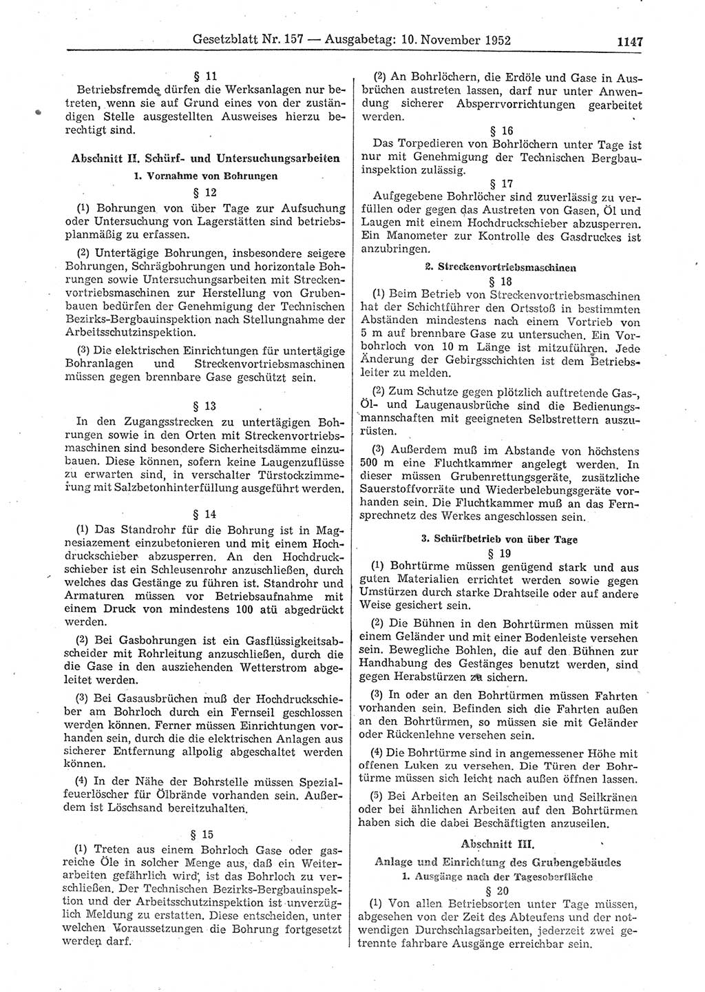 Gesetzblatt (GBl.) der Deutschen Demokratischen Republik (DDR) 1952, Seite 1147 (GBl. DDR 1952, S. 1147)