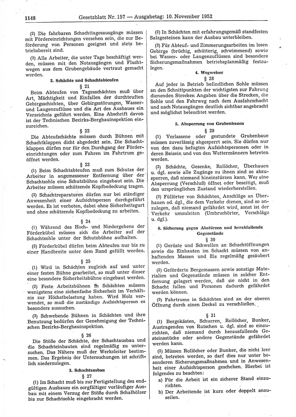 Gesetzblatt (GBl.) der Deutschen Demokratischen Republik (DDR) 1952, Seite 1148 (GBl. DDR 1952, S. 1148)