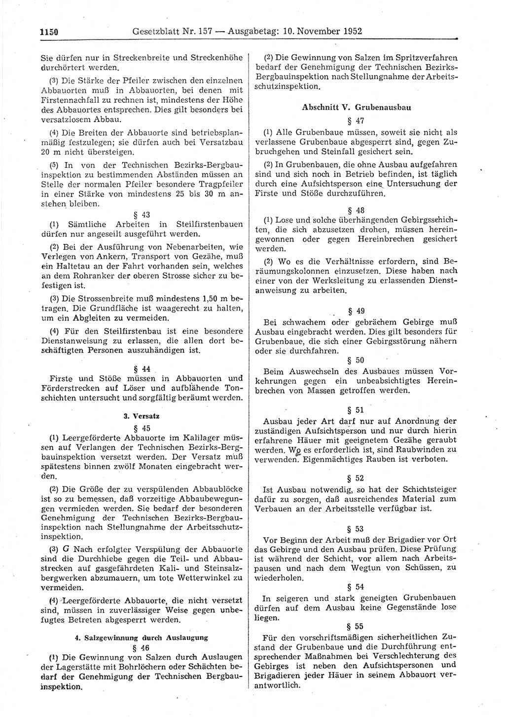 Gesetzblatt (GBl.) der Deutschen Demokratischen Republik (DDR) 1952, Seite 1150 (GBl. DDR 1952, S. 1150)