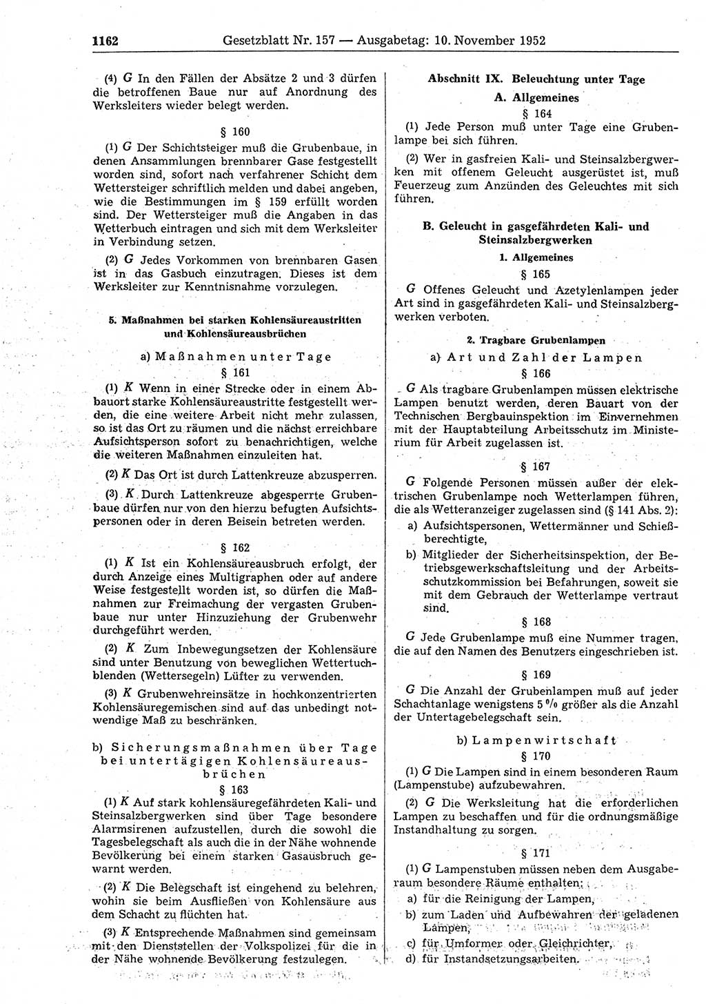 Gesetzblatt (GBl.) der Deutschen Demokratischen Republik (DDR) 1952, Seite 1162 (GBl. DDR 1952, S. 1162)