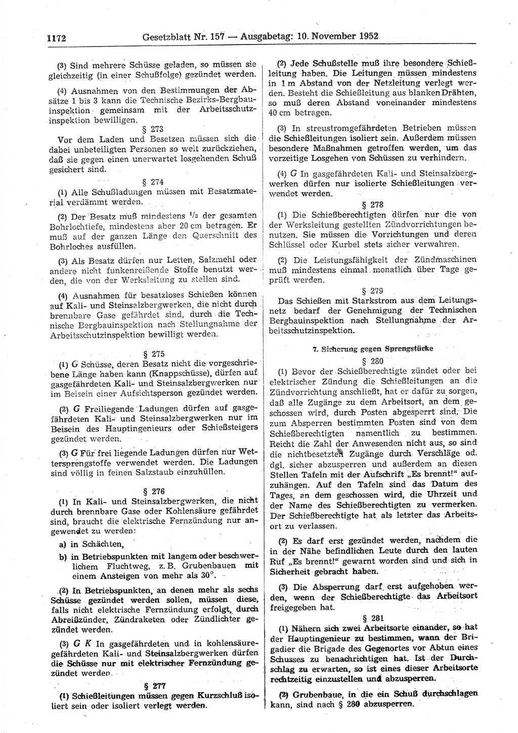 Gesetzblatt (GBl.) der Deutschen Demokratischen Republik (DDR) 1952, Seite 1172 (GBl. DDR 1952, S. 1172)