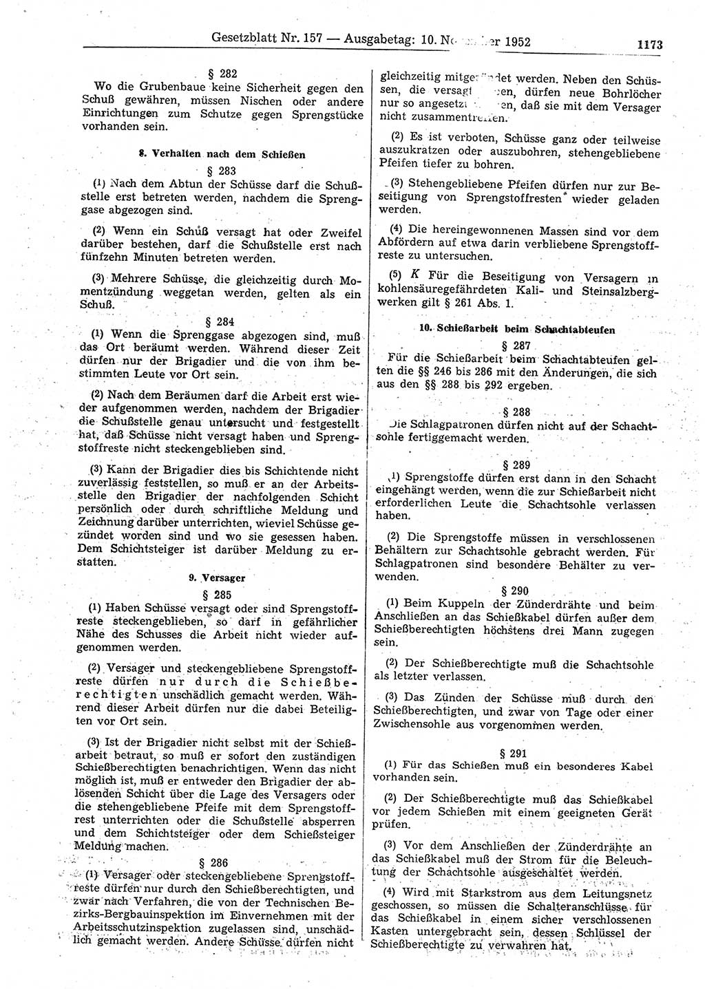 Gesetzblatt (GBl.) der Deutschen Demokratischen Republik (DDR) 1952, Seite 1173 (GBl. DDR 1952, S. 1173)