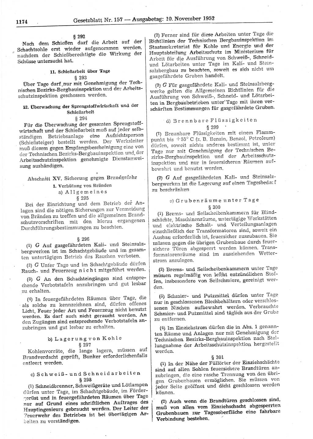 Gesetzblatt (GBl.) der Deutschen Demokratischen Republik (DDR) 1952, Seite 1174 (GBl. DDR 1952, S. 1174)