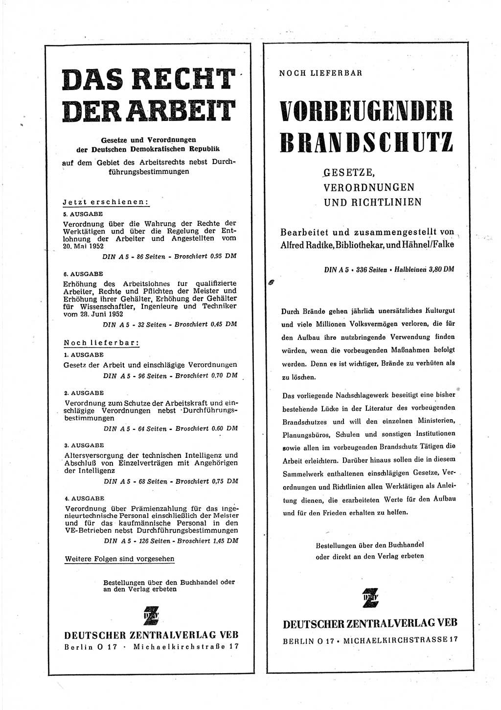Gesetzblatt (GBl.) der Deutschen Demokratischen Republik (DDR) 1952, Seite 1184 (GBl. DDR 1952, S. 1184)