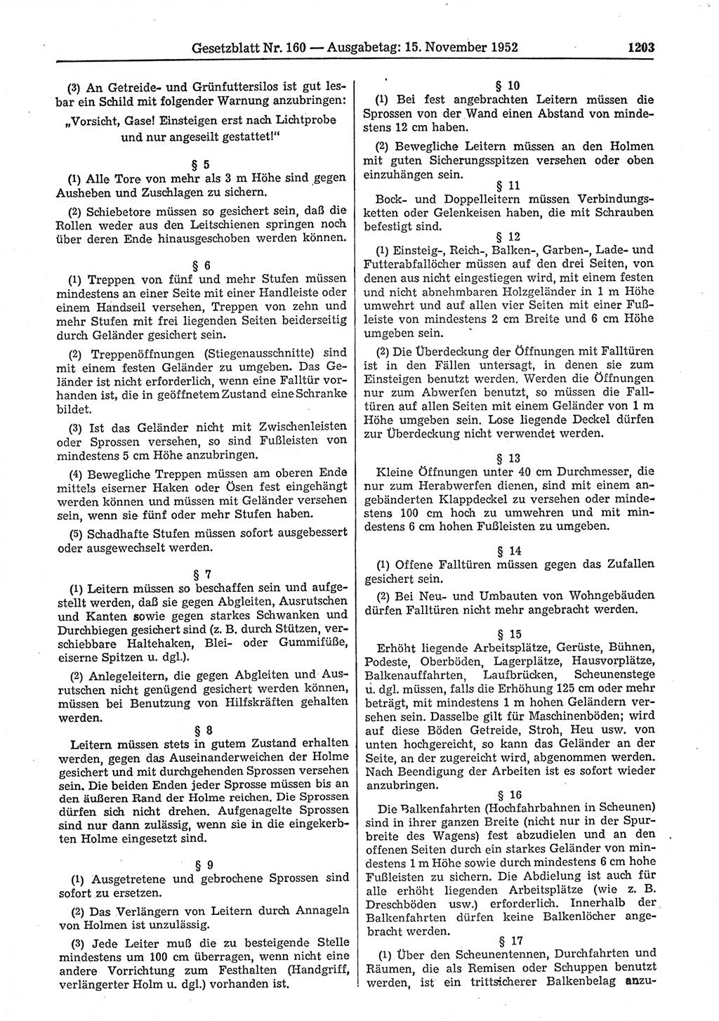 Gesetzblatt (GBl.) der Deutschen Demokratischen Republik (DDR) 1952, Seite 1203 (GBl. DDR 1952, S. 1203)