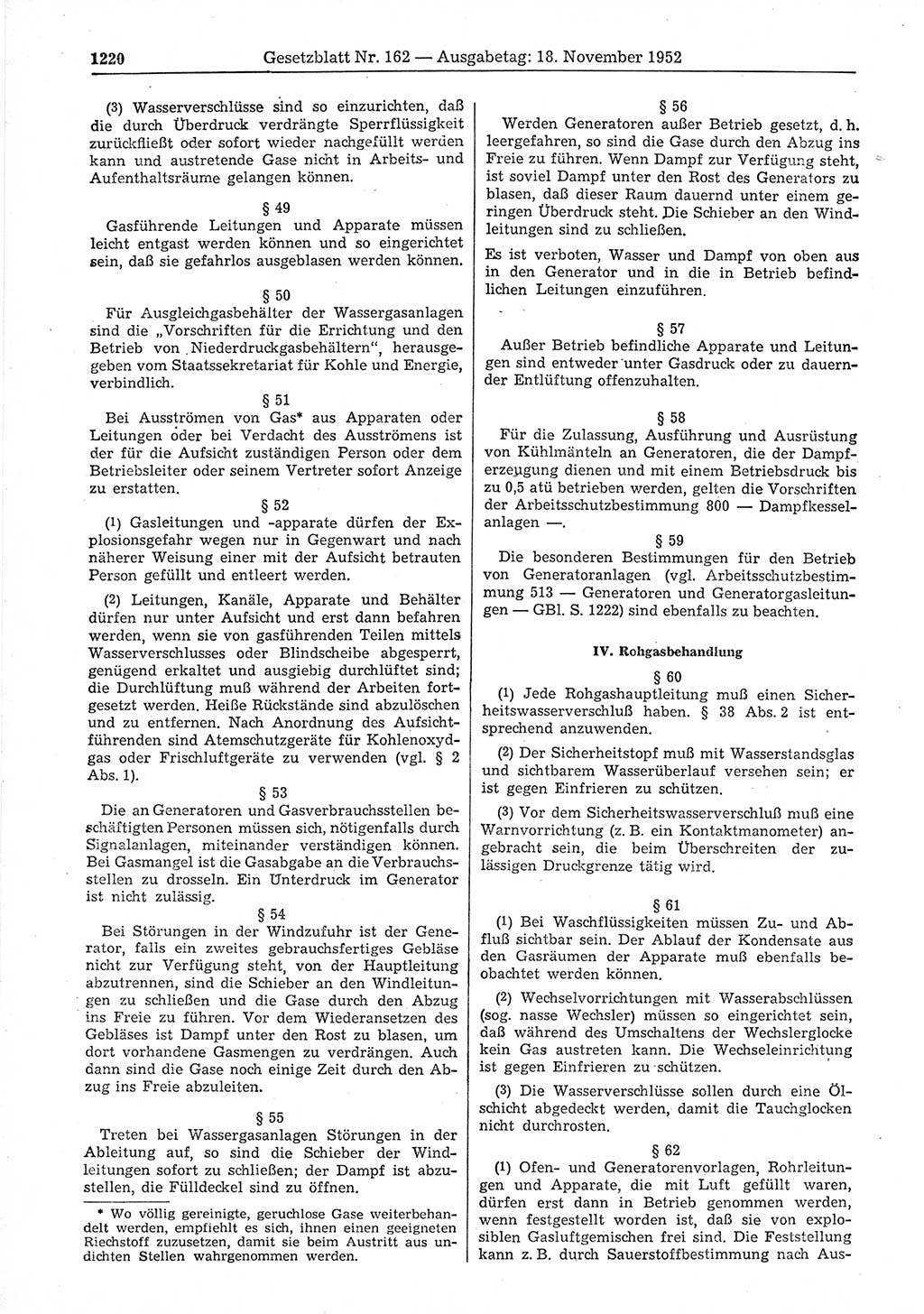 Gesetzblatt (GBl.) der Deutschen Demokratischen Republik (DDR) 1952, Seite 1220 (GBl. DDR 1952, S. 1220)