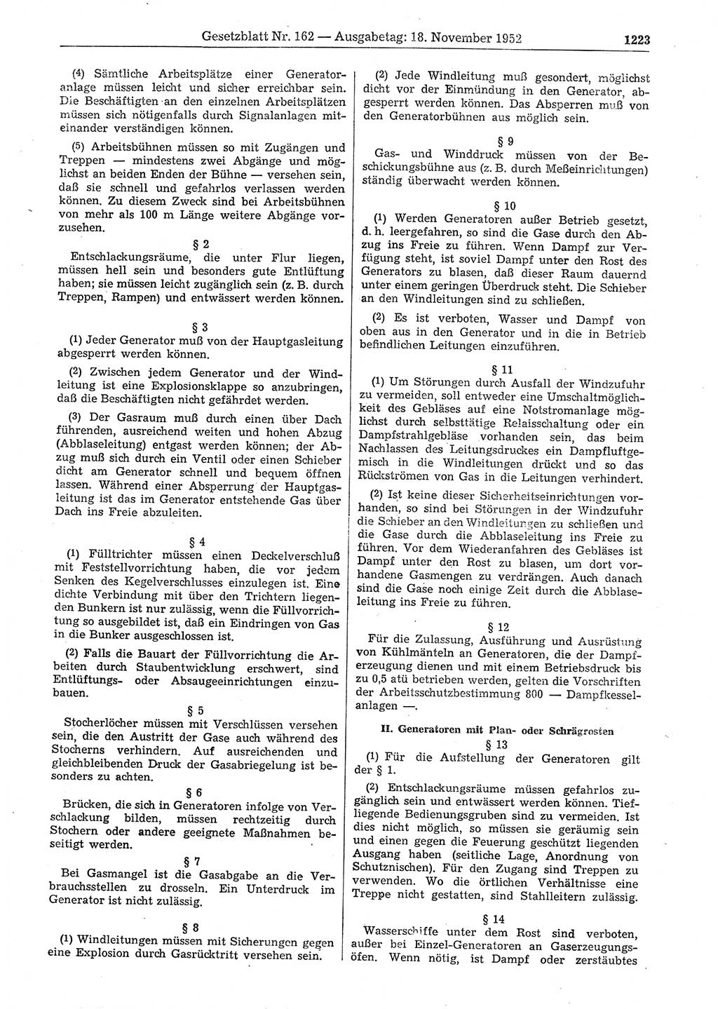 Gesetzblatt (GBl.) der Deutschen Demokratischen Republik (DDR) 1952, Seite 1223 (GBl. DDR 1952, S. 1223)