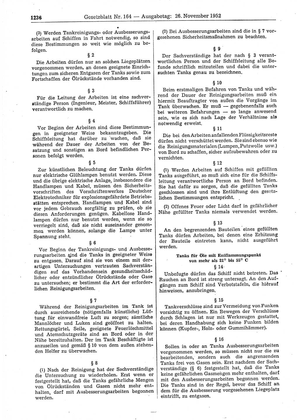Gesetzblatt (GBl.) der Deutschen Demokratischen Republik (DDR) 1952, Seite 1236 (GBl. DDR 1952, S. 1236)