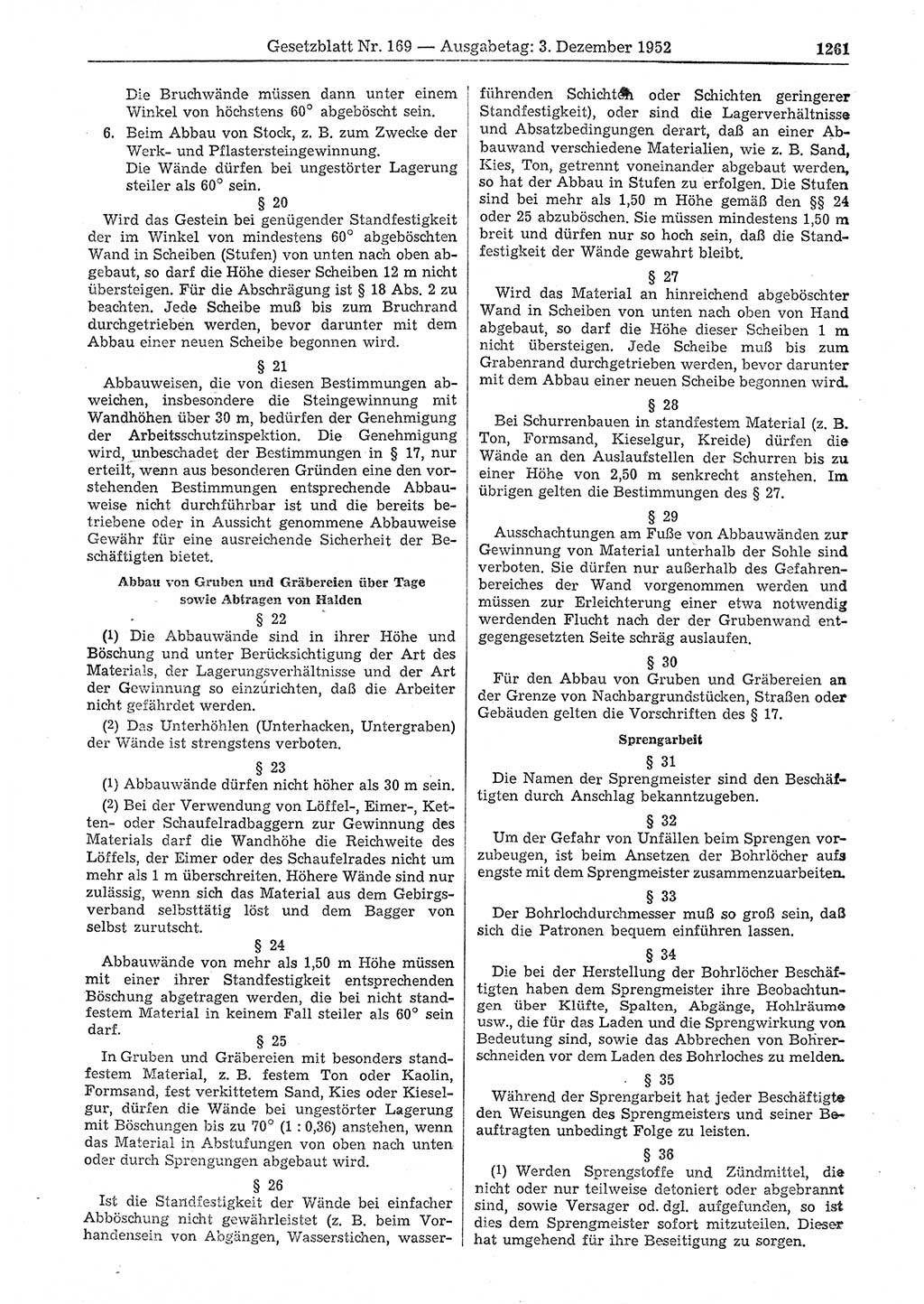 Gesetzblatt (GBl.) der Deutschen Demokratischen Republik (DDR) 1952, Seite 1261 (GBl. DDR 1952, S. 1261)