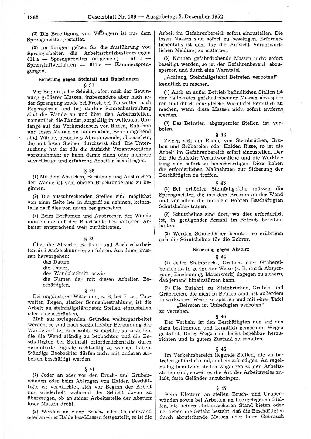 Gesetzblatt (GBl.) der Deutschen Demokratischen Republik (DDR) 1952, Seite 1262 (GBl. DDR 1952, S. 1262)