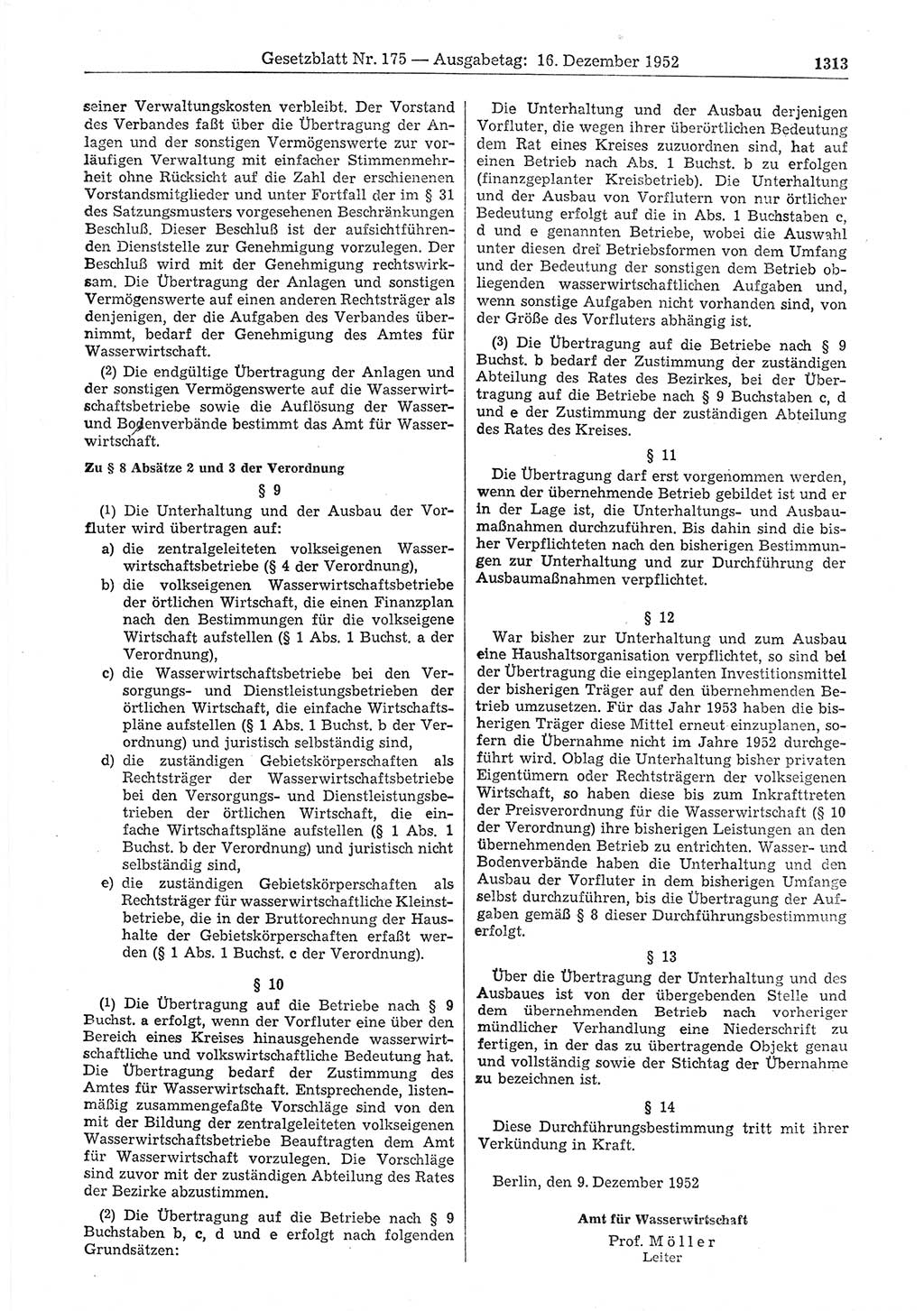Gesetzblatt (GBl.) der Deutschen Demokratischen Republik (DDR) 1952, Seite 1313 (GBl. DDR 1952, S. 1313)