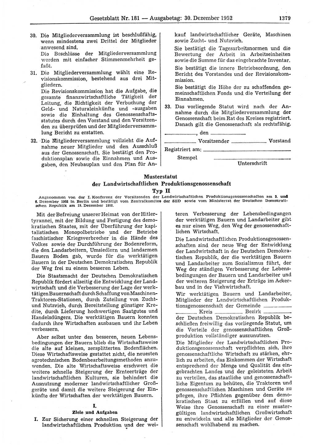 Gesetzblatt (GBl.) der Deutschen Demokratischen Republik (DDR) 1952, Seite 1379 (GBl. DDR 1952, S. 1379)