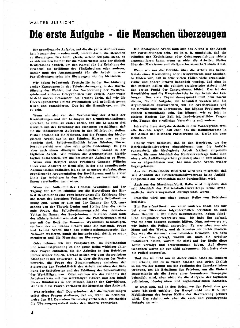 Neuer Weg (NW), Halbmonatsschrift für aktuelle Fragen der Arbeiterbewegung [Zentralkomitee (ZK) Sozialistische Einheitspartei Deutschlands (SED)], 7. Jahrgang [Deutsche Demokratische Republik (DDR)] 1952, Heft 1/4 (NW ZK SED DDR 1952, H. 1/4)