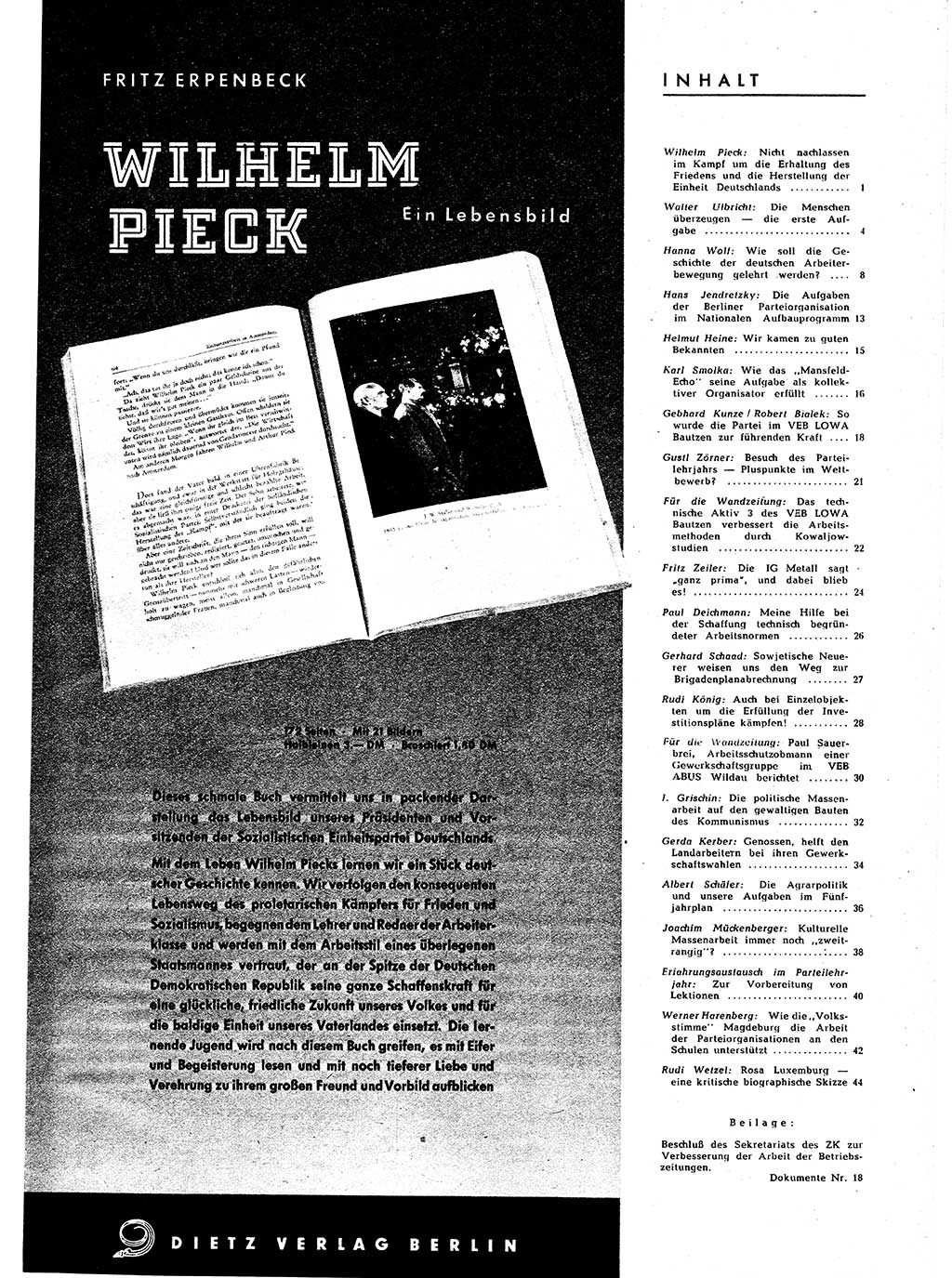 Neuer Weg (NW), Halbmonatsschrift für aktuelle Fragen der Arbeiterbewegung [Zentralkomitee (ZK) Sozialistische Einheitspartei Deutschlands (SED)], 7. Jahrgang [Deutsche Demokratische Republik (DDR)] 1952, Heft 1/45 (NW ZK SED DDR 1952, H. 1/45)