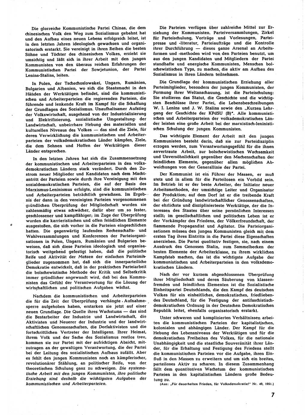 Neuer Weg (NW), Halbmonatsschrift für aktuelle Fragen der Arbeiterbewegung [Zentralkomitee (ZK) Sozialistische Einheitspartei Deutschlands (SED)], 7. Jahrgang [Deutsche Demokratische Republik (DDR)] 1952, Heft 2/7 (NW ZK SED DDR 1952, H. 2/7)