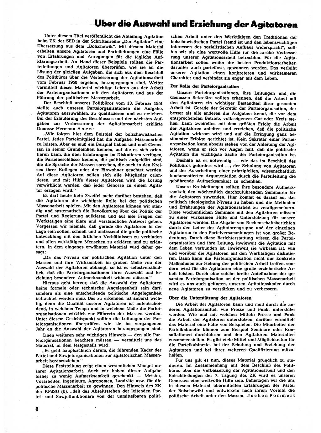 Neuer Weg (NW), Halbmonatsschrift für aktuelle Fragen der Arbeiterbewegung [Zentralkomitee (ZK) Sozialistische Einheitspartei Deutschlands (SED)], 7. Jahrgang [Deutsche Demokratische Republik (DDR)] 1952, Heft 2/8 (NW ZK SED DDR 1952, H. 2/8)