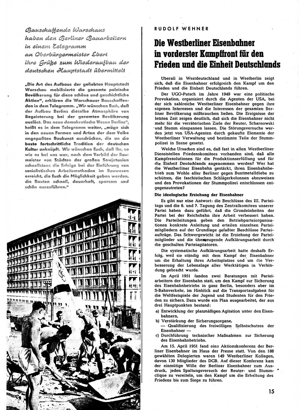 Neuer Weg (NW), Halbmonatsschrift für aktuelle Fragen der Arbeiterbewegung [Zentralkomitee (ZK) Sozialistische Einheitspartei Deutschlands (SED)], 7. Jahrgang [Deutsche Demokratische Republik (DDR)] 1952, Heft 2/15 (NW ZK SED DDR 1952, H. 2/15)