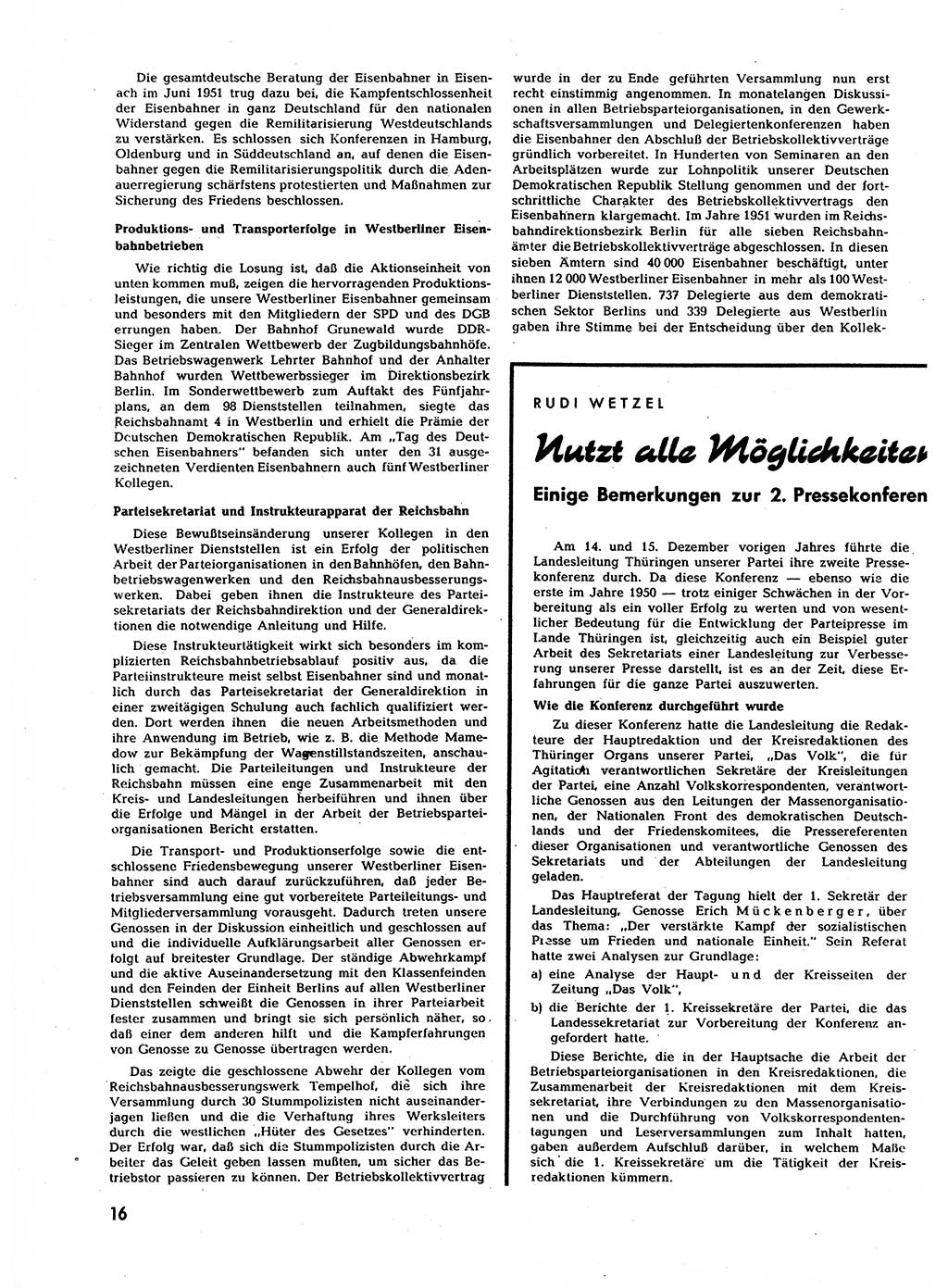 Neuer Weg (NW), Halbmonatsschrift für aktuelle Fragen der Arbeiterbewegung [Zentralkomitee (ZK) Sozialistische Einheitspartei Deutschlands (SED)], 7. Jahrgang [Deutsche Demokratische Republik (DDR)] 1952, Heft 2/16 (NW ZK SED DDR 1952, H. 2/16)