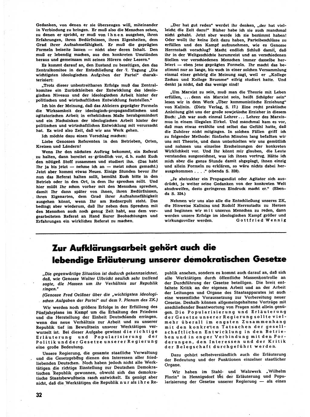 Neuer Weg (NW), Halbmonatsschrift für aktuelle Fragen der Arbeiterbewegung [Zentralkomitee (ZK) Sozialistische Einheitspartei Deutschlands (SED)], 7. Jahrgang [Deutsche Demokratische Republik (DDR)] 1952, Heft 2/32 (NW ZK SED DDR 1952, H. 2/32)