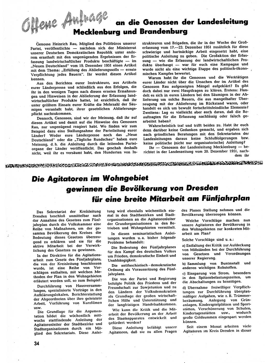 Neuer Weg (NW), Halbmonatsschrift für aktuelle Fragen der Arbeiterbewegung [Zentralkomitee (ZK) Sozialistische Einheitspartei Deutschlands (SED)], 7. Jahrgang [Deutsche Demokratische Republik (DDR)] 1952, Heft 2/34 (NW ZK SED DDR 1952, H. 2/34)