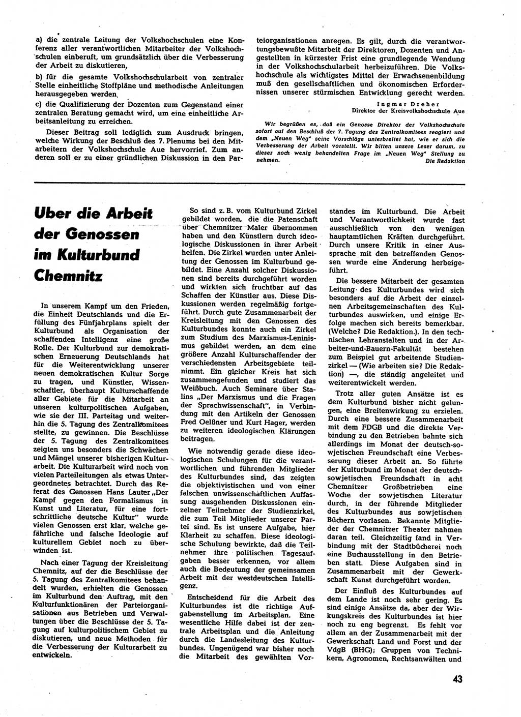 Neuer Weg (NW), Halbmonatsschrift für aktuelle Fragen der Arbeiterbewegung [Zentralkomitee (ZK) Sozialistische Einheitspartei Deutschlands (SED)], 7. Jahrgang [Deutsche Demokratische Republik (DDR)] 1952, Heft 2/43 (NW ZK SED DDR 1952, H. 2/43)