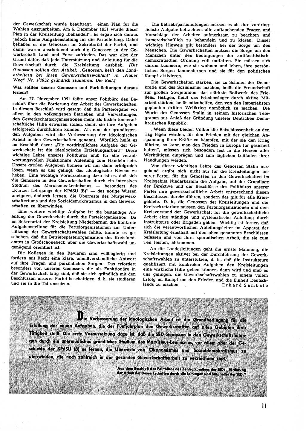 Neuer Weg (NW), Halbmonatsschrift für aktuelle Fragen der Arbeiterbewegung [Zentralkomitee (ZK) Sozialistische Einheitspartei Deutschlands (SED)], 7. Jahrgang [Deutsche Demokratische Republik (DDR)] 1952, Heft 3/11 (NW ZK SED DDR 1952, H. 3/11)