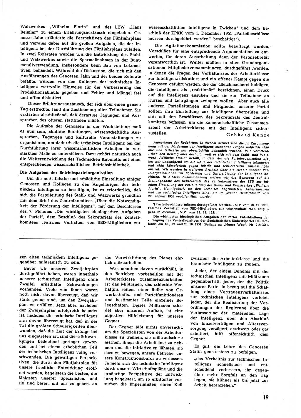 Neuer Weg (NW), Halbmonatsschrift für aktuelle Fragen der Arbeiterbewegung [Zentralkomitee (ZK) Sozialistische Einheitspartei Deutschlands (SED)], 7. Jahrgang [Deutsche Demokratische Republik (DDR)] 1952, Heft 3/19 (NW ZK SED DDR 1952, H. 3/19)