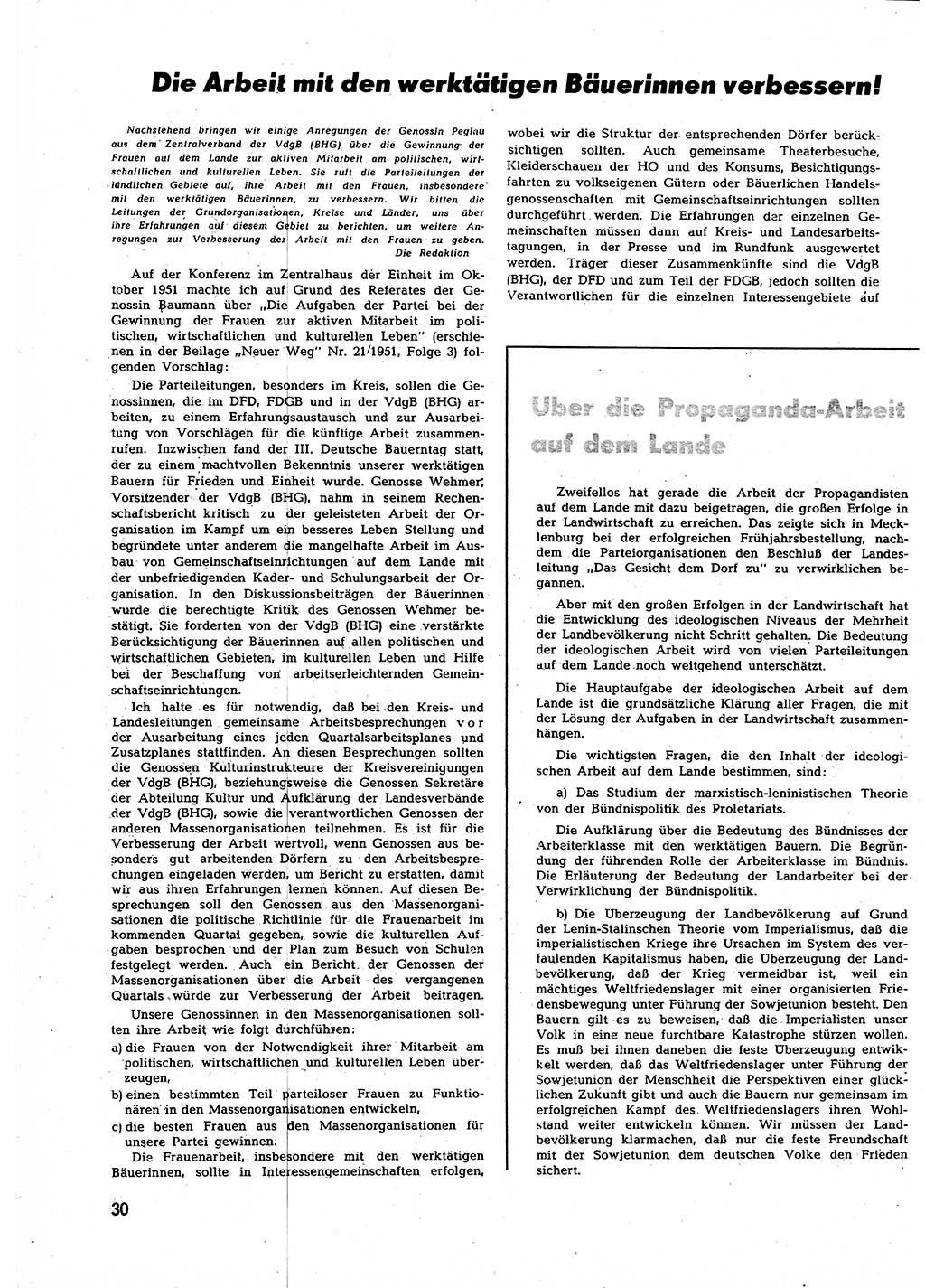 Neuer Weg (NW), Halbmonatsschrift für aktuelle Fragen der Arbeiterbewegung [Zentralkomitee (ZK) Sozialistische Einheitspartei Deutschlands (SED)], 7. Jahrgang [Deutsche Demokratische Republik (DDR)] 1952, Heft 3/30 (NW ZK SED DDR 1952, H. 3/30)