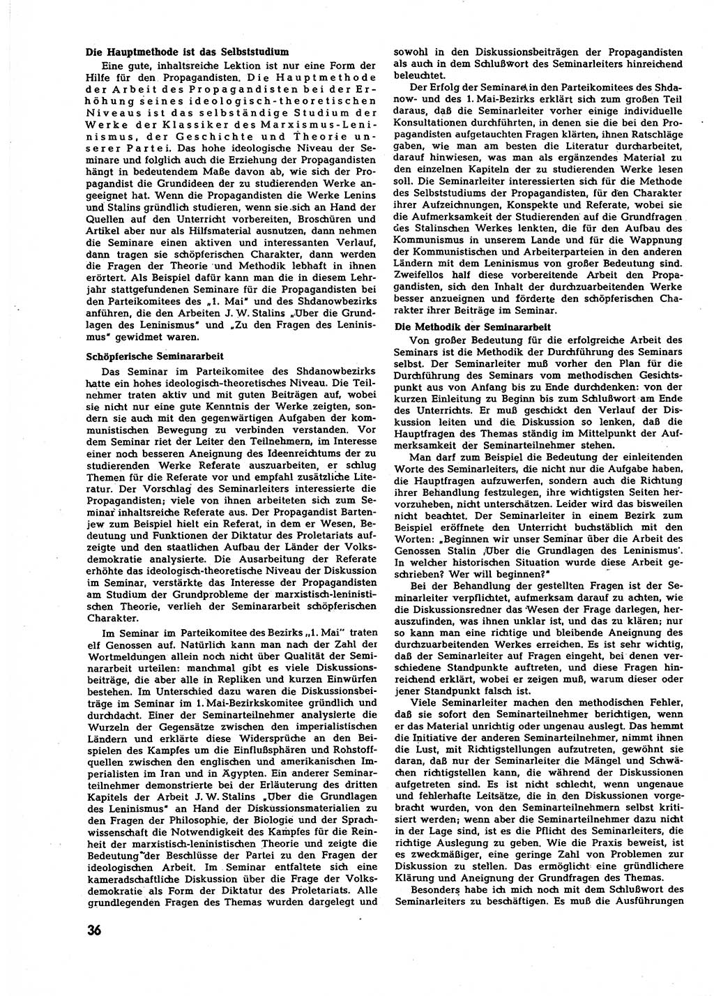 Neuer Weg (NW), Halbmonatsschrift für aktuelle Fragen der Arbeiterbewegung [Zentralkomitee (ZK) Sozialistische Einheitspartei Deutschlands (SED)], 7. Jahrgang [Deutsche Demokratische Republik (DDR)] 1952, Heft 3/36 (NW ZK SED DDR 1952, H. 3/36)