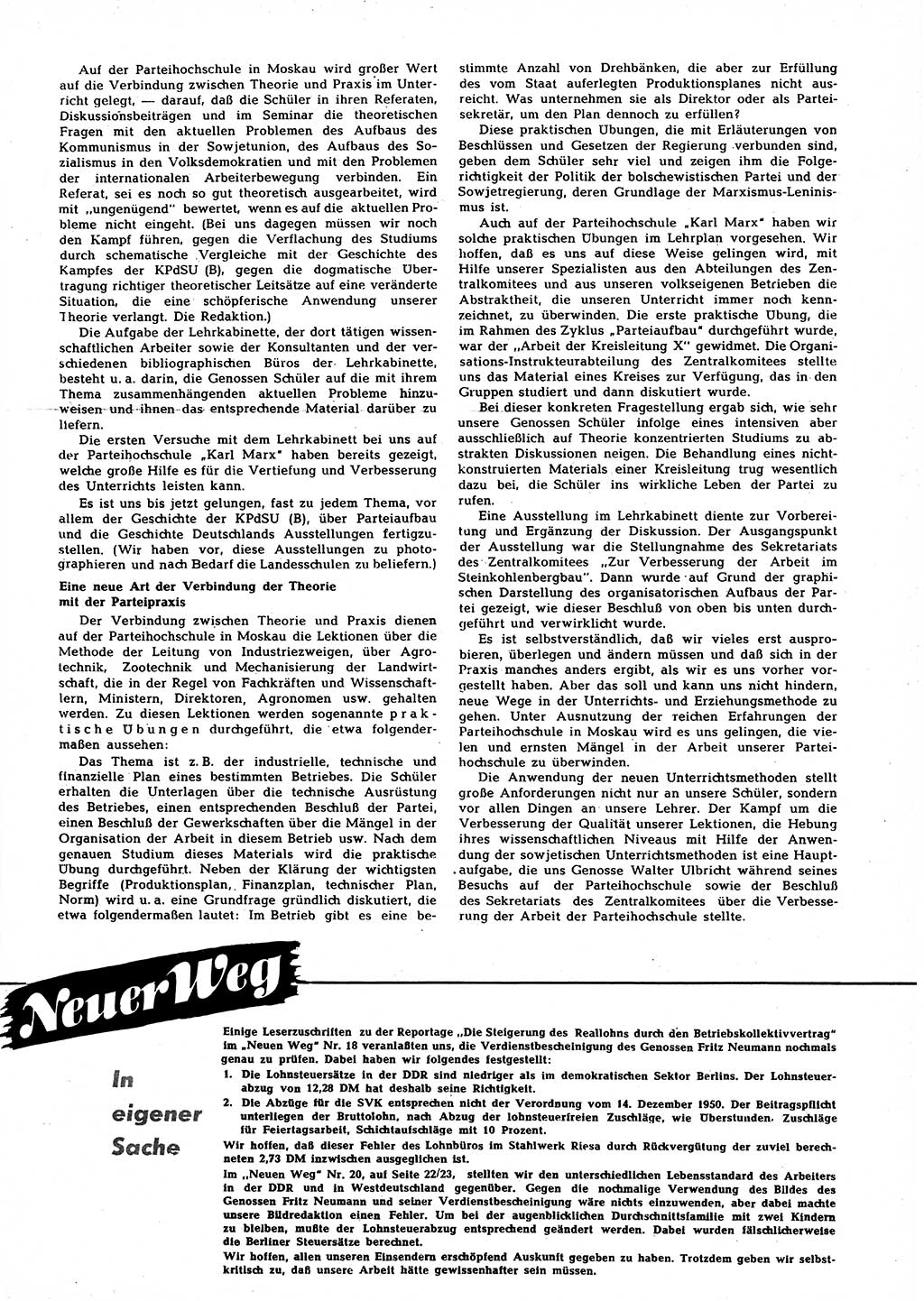 Neuer Weg (NW), Halbmonatsschrift für aktuelle Fragen der Arbeiterbewegung [Zentralkomitee (ZK) Sozialistische Einheitspartei Deutschlands (SED)], 7. Jahrgang [Deutsche Demokratische Republik (DDR)] 1952, Heft 3/39 (NW ZK SED DDR 1952, H. 3/39)