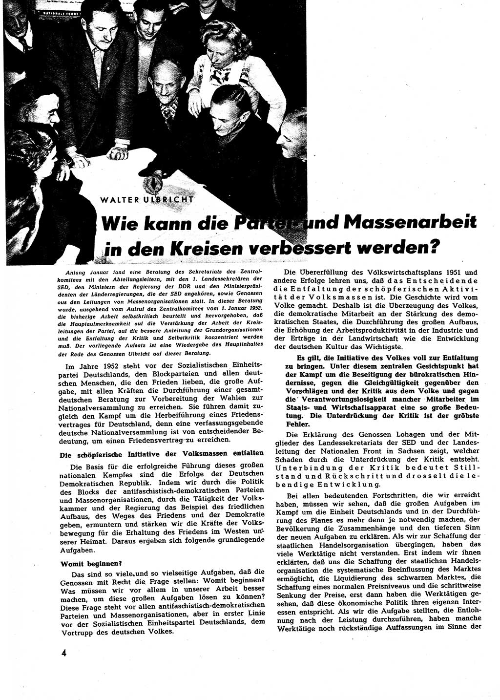Neuer Weg (NW), Halbmonatsschrift für aktuelle Fragen der Arbeiterbewegung [Zentralkomitee (ZK) Sozialistische Einheitspartei Deutschlands (SED)], 7. Jahrgang [Deutsche Demokratische Republik (DDR)] 1952, Heft 4/4 (NW ZK SED DDR 1952, H. 4/4)