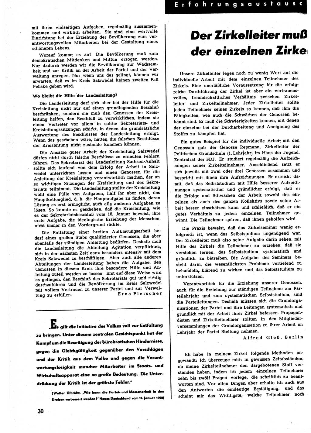 Neuer Weg (NW), Halbmonatsschrift für aktuelle Fragen der Arbeiterbewegung [Zentralkomitee (ZK) Sozialistische Einheitspartei Deutschlands (SED)], 7. Jahrgang [Deutsche Demokratische Republik (DDR)] 1952, Heft 4/30 (NW ZK SED DDR 1952, H. 4/30)