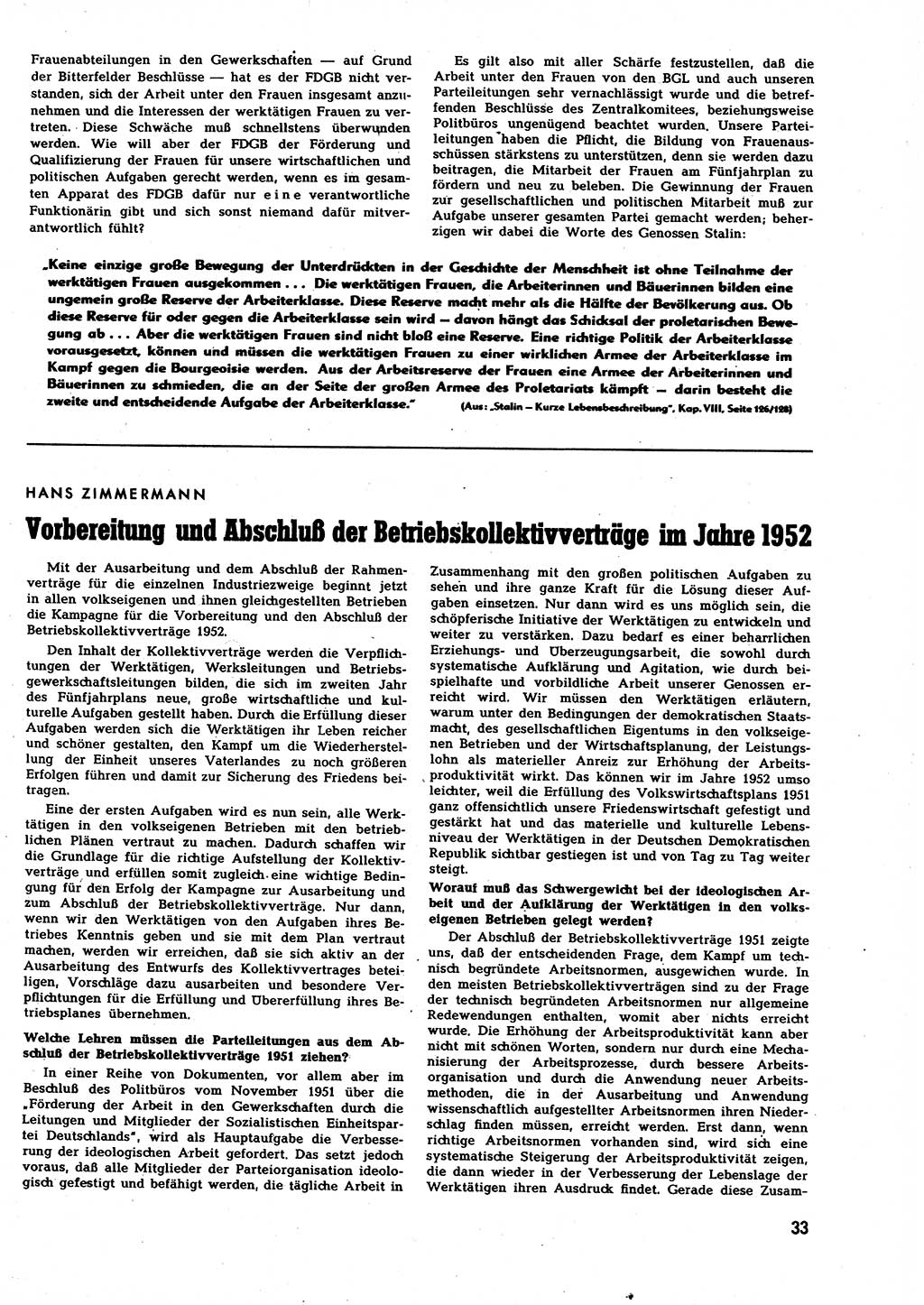 Neuer Weg (NW), Halbmonatsschrift für aktuelle Fragen der Arbeiterbewegung [Zentralkomitee (ZK) Sozialistische Einheitspartei Deutschlands (SED)], 7. Jahrgang [Deutsche Demokratische Republik (DDR)] 1952, Heft 4/33 (NW ZK SED DDR 1952, H. 4/33)