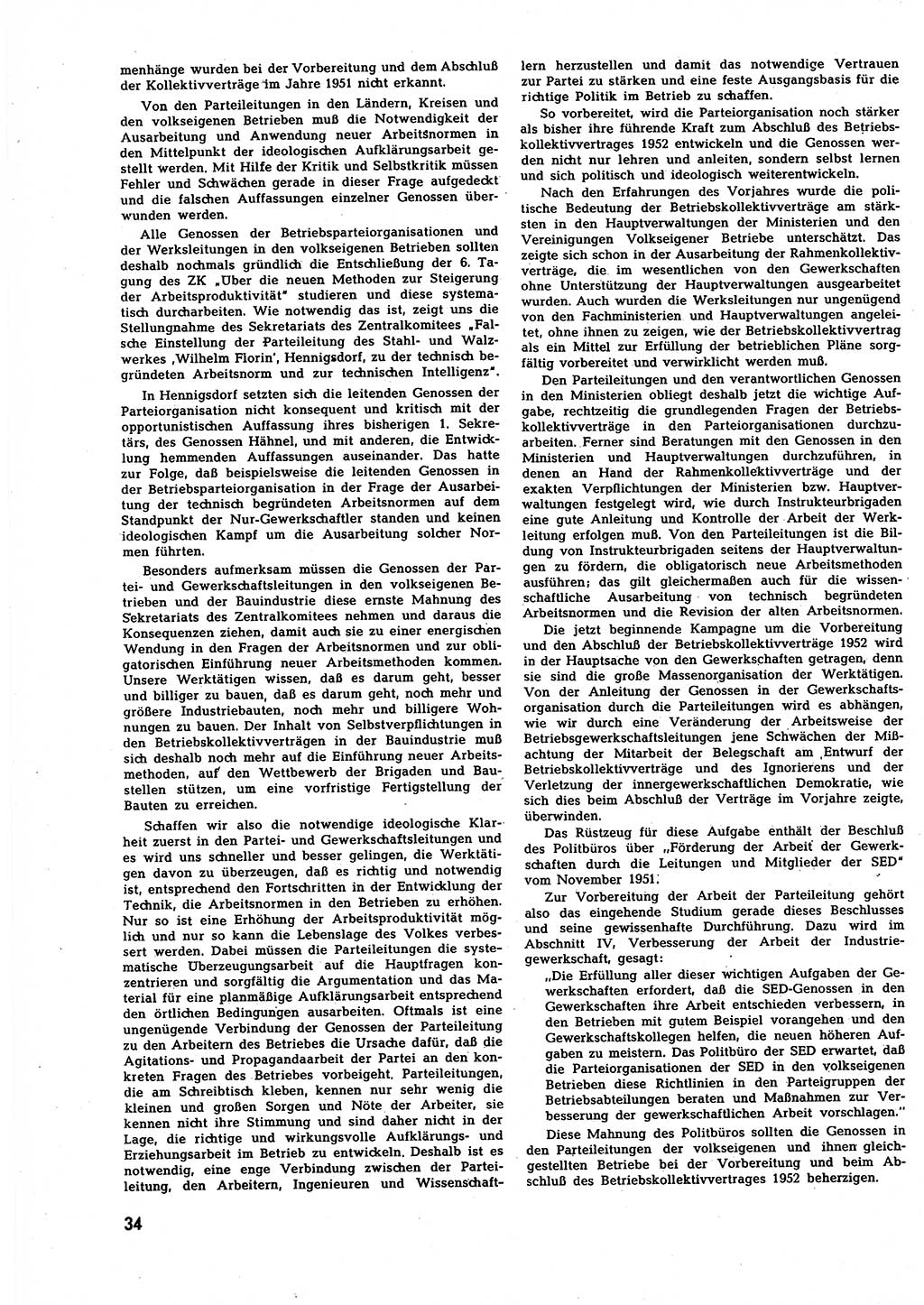 Neuer Weg (NW), Halbmonatsschrift für aktuelle Fragen der Arbeiterbewegung [Zentralkomitee (ZK) Sozialistische Einheitspartei Deutschlands (SED)], 7. Jahrgang [Deutsche Demokratische Republik (DDR)] 1952, Heft 4/34 (NW ZK SED DDR 1952, H. 4/34)
