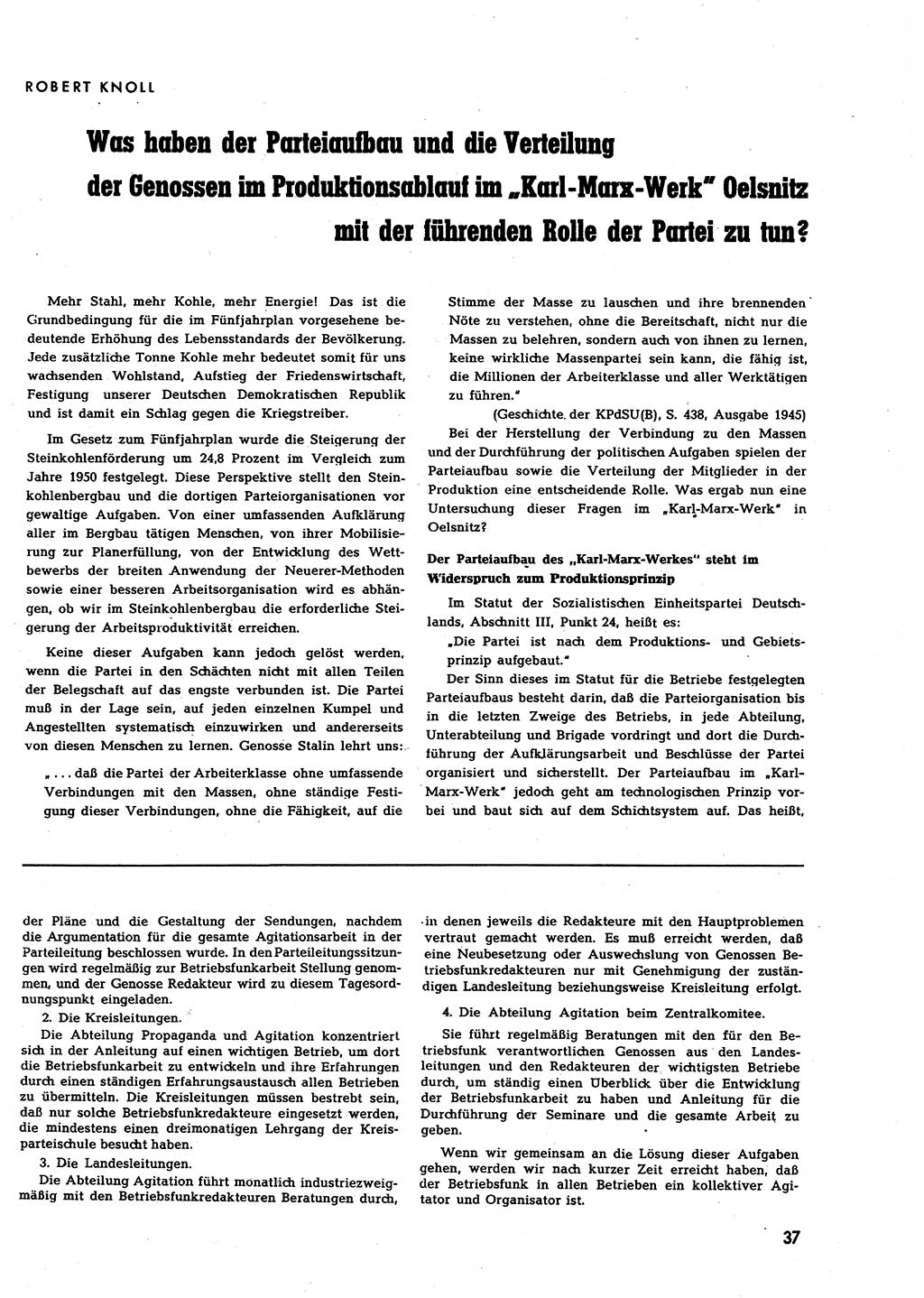 Neuer Weg (NW), Halbmonatsschrift für aktuelle Fragen der Arbeiterbewegung [Zentralkomitee (ZK) Sozialistische Einheitspartei Deutschlands (SED)], 7. Jahrgang [Deutsche Demokratische Republik (DDR)] 1952, Heft 4/37 (NW ZK SED DDR 1952, H. 4/37)