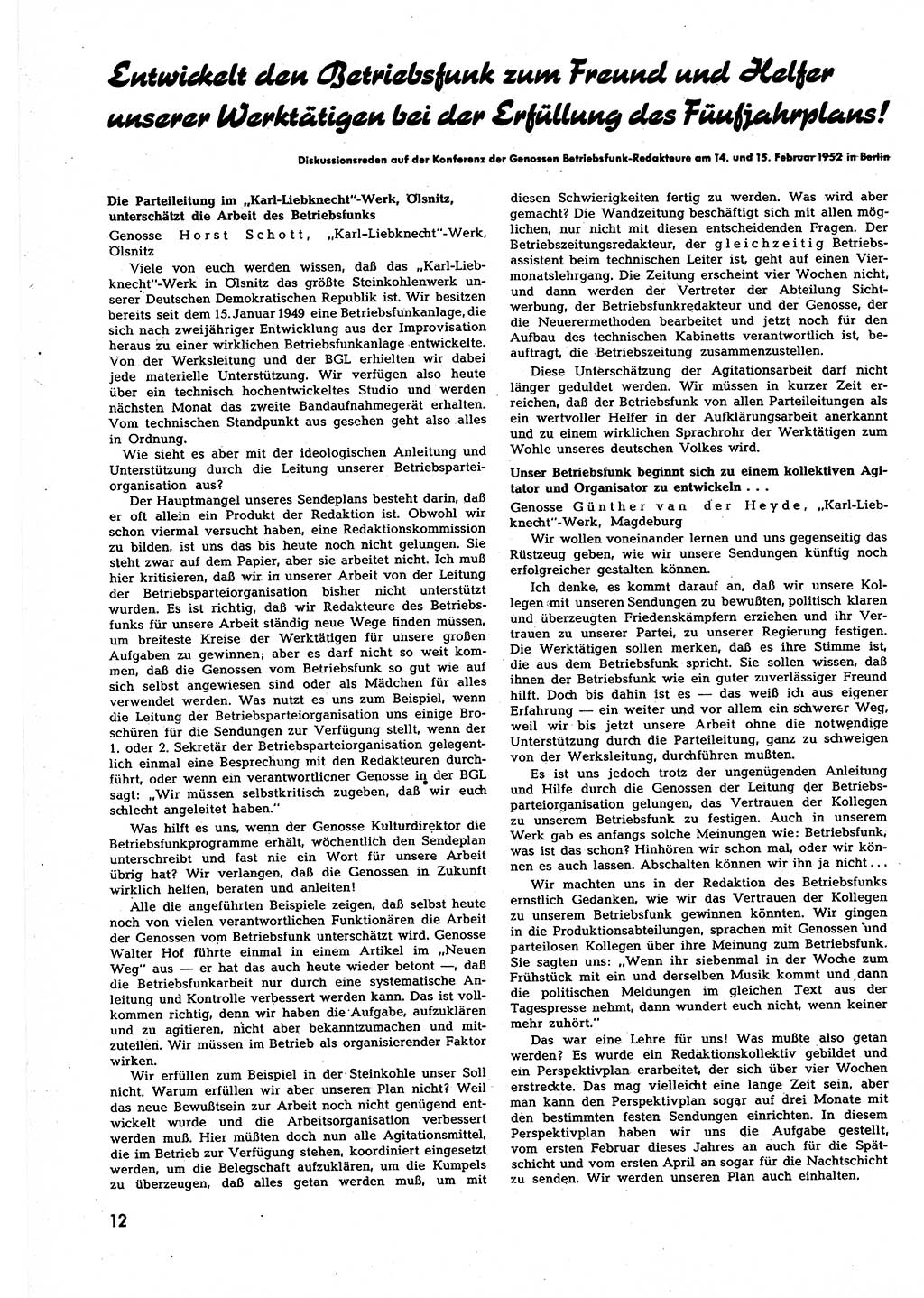 Neuer Weg (NW), Halbmonatsschrift für aktuelle Fragen der Arbeiterbewegung [Zentralkomitee (ZK) Sozialistische Einheitspartei Deutschlands (SED)], 7. Jahrgang [Deutsche Demokratische Republik (DDR)] 1952, Heft 5/12 (NW ZK SED DDR 1952, H. 5/12)