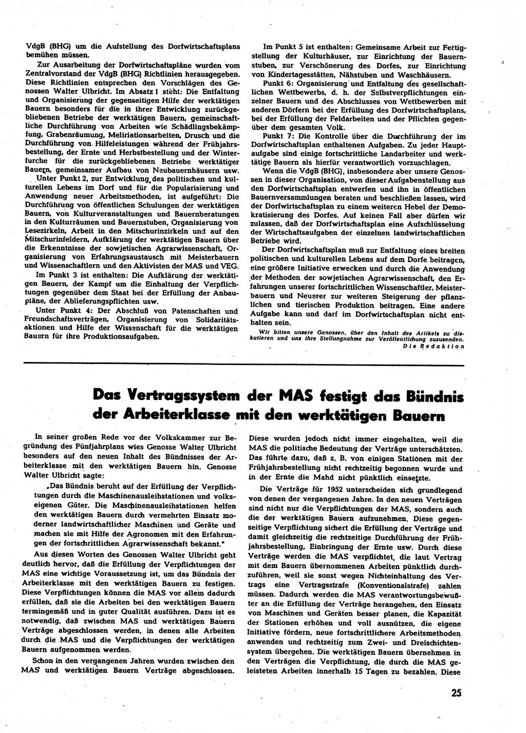 Neuer Weg (NW), Halbmonatsschrift für aktuelle Fragen der Arbeiterbewegung [Zentralkomitee (ZK) Sozialistische Einheitspartei Deutschlands (SED)], 7. Jahrgang [Deutsche Demokratische Republik (DDR)] 1952, Heft 5/25 (NW ZK SED DDR 1952, H. 5/25)