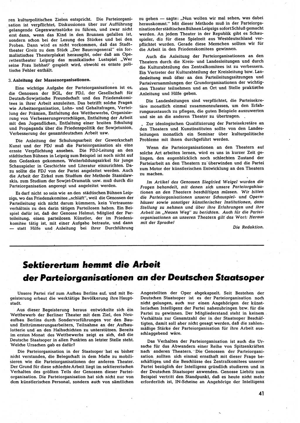 Neuer Weg (NW), Halbmonatsschrift für aktuelle Fragen der Arbeiterbewegung [Zentralkomitee (ZK) Sozialistische Einheitspartei Deutschlands (SED)], 7. Jahrgang [Deutsche Demokratische Republik (DDR)] 1952, Heft 5/41 (NW ZK SED DDR 1952, H. 5/41)
