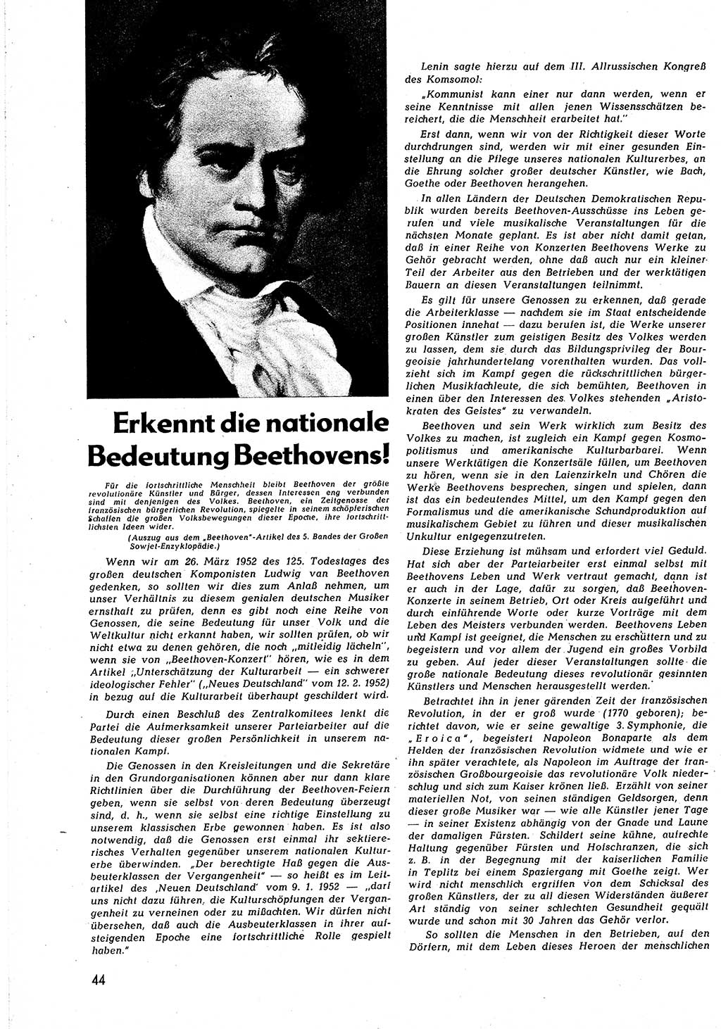 Neuer Weg (NW), Halbmonatsschrift für aktuelle Fragen der Arbeiterbewegung [Zentralkomitee (ZK) Sozialistische Einheitspartei Deutschlands (SED)], 7. Jahrgang [Deutsche Demokratische Republik (DDR)] 1952, Heft 5/44 (NW ZK SED DDR 1952, H. 5/44)