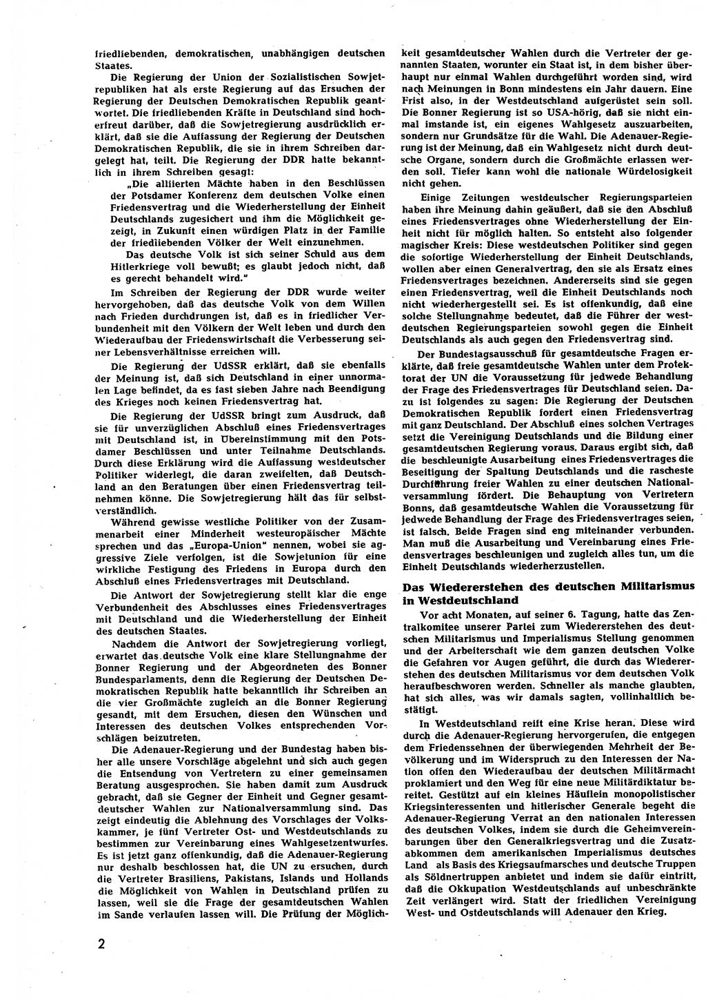 Neuer Weg (NW), Halbmonatsschrift für aktuelle Fragen der Arbeiterbewegung [Zentralkomitee (ZK) Sozialistische Einheitspartei Deutschlands (SED)], 7. Jahrgang [Deutsche Demokratische Republik (DDR)] 1952, Heft 6/2 (NW ZK SED DDR 1952, H. 6/2)